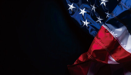 Elegant American Flag Draped on Black Background Concept