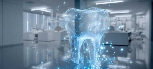 The Tooth Hologram in a Modern Dental Clinic Demonstrating Futuristic Diagnostic Technology