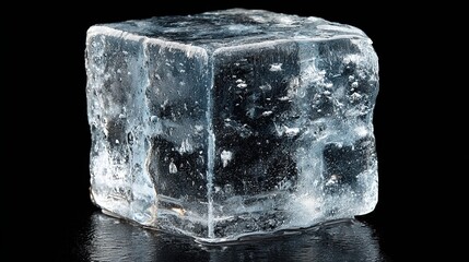 Ice block isolated on black background
