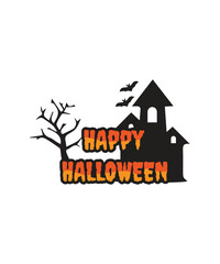 Halloween Spooky Text logo icon vector design, Halloween typography logo for halloween party, Happy Halloween text logo with bat on white background. 
