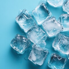 Obraz premium Three ice cubes on a white background