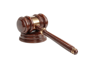 Polished wooden judge gavel with brass accents image, Isolated, Png Transparent Background
