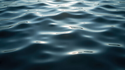 Calm water surface with gentle ripples reflecting light, creating serene and tranquil atmosphere