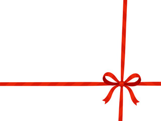 Red ribbon bow knot. Hand drawn trendy flat style isolated on transparent background. Perfect for gift box wrapping, holiday cards, packaging, festive decorations, warping decor. Vector illustration