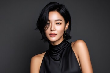 Fototapeta premium Elegant asian woman posing with short black hair