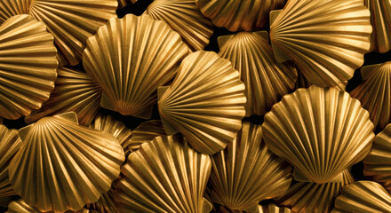 Detailed Gold Scallop Shell Texture
