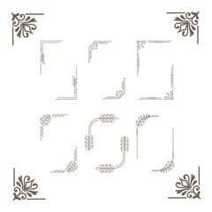 Gold vintage baroque corner ornament retro pattern antique style acanthus. Decorative design element filigree calligraphy vector. Vintage frame corner. Framer corner. Vintage Corners.