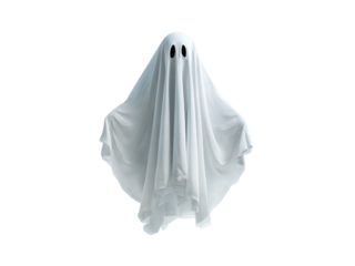 White sheet ghost floating spooky, Isolated, Png Transparent Background