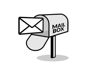 Mailbox and envelope icon. Communication by mail concept.