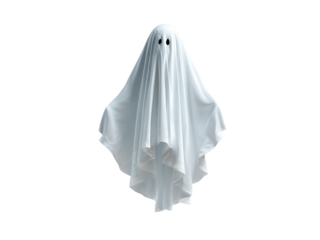 White sheet ghost floating spooky, Isolated, Png Transparent Background