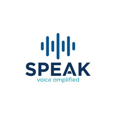 Speak logo design with logotype and wordmark  concept.