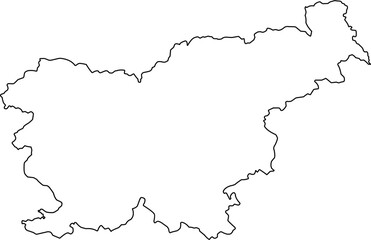 Simple vector outline map of Slovenia national boundary, presented as a blank template political silhouette of the Central European country.