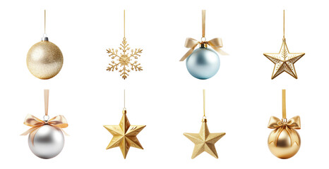 Fototapeta premium PNG Elegant festive Christmas ornaments, element set on transparent background