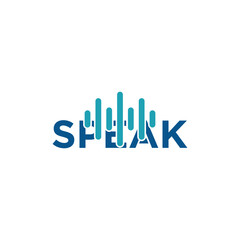 Speak logo design with logotype and wordmark  concept.