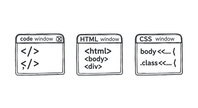Minimalist coding windows: simplified visuals for html, css, and code interfaces