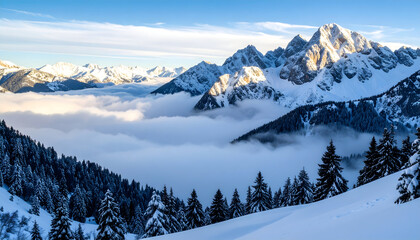 Fototapeta premium Majestic Mountain Landscape with Clouds
