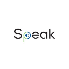 Speak logo with logotype and inside wordmark design concept.