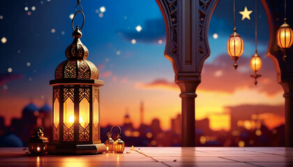 Elegant Middle Eastern Lantern Decoration during Ramadan
