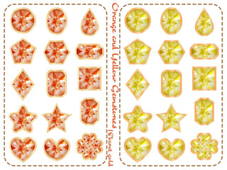 宝石■ゴールド×黄色＆オレンジの宝石セット