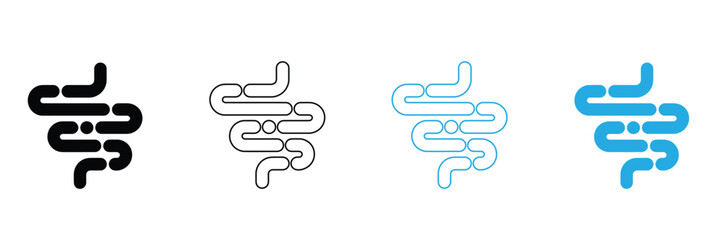 Striking modern icon symbolizing the digestive system, ideal for health, medical, and wellness branding. Clean lines, vibrant blue and black options.