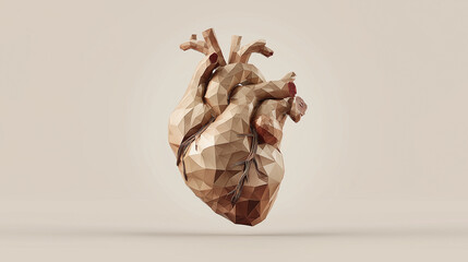 An artistic mural with a clay-sculpted human heart as the main subject and abstract textures on the background