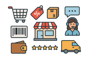 Set of digital icons for e-commerce and online shopping services
