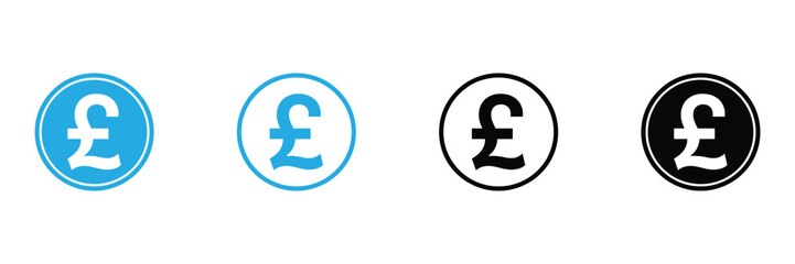 Versatile pound sterling symbols in sleek blue and black designs offer instant recognition for financial and business concepts. Easy integration for modern projects.