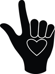 Obraz premium Cartoon male hand making i love you gesture icon