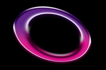 Abstract iridescent ring with gradient colors against a black background.