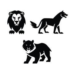 Solid Black Animal Silhouette Vector Set for Logos and Icons