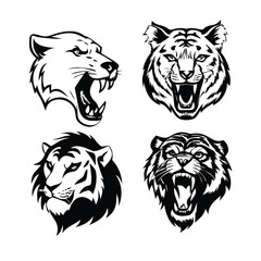 Fierce Big Cat Head Vector Graphics for Mascot Logos