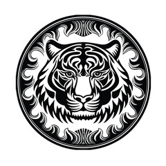 Fierce Tiger Head Ornamental Vector Graphic for T-Shirt Design