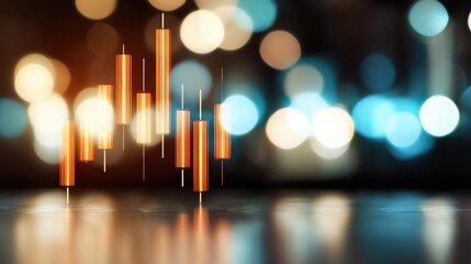 A stylish representation of financial candlestick chart patterns against a blurred, colorful background, symbolizing market trends and investment opportunities.