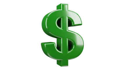 A glossy green dollar sign stands out, promising wealth and prosperity in a modern design,isolated.