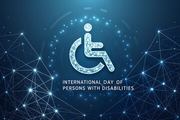International Day Of Persons With Disabilities: Wheelchair Icon With Global Network Theme

