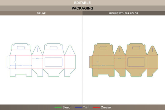 Gable box with window dieline in a clean vector layout for smooth printing setup and strong packaging structure with accurate die line panels for attractive product display