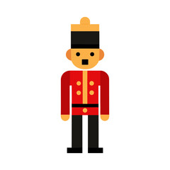 a nutcracker soldier figure  simple flat color vector art