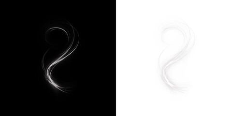 Abstract light swirl design on contrasting backgrounds, showcasing dynamic movement and fluidity, perfect for creative projects and digital overlays with copy space