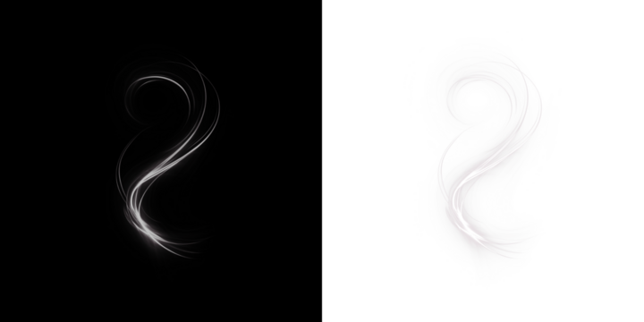 Abstract light swirl design on contrasting backgrounds, showcasing dynamic movement and fluidity, perfect for creative projects and digital overlays with copy space