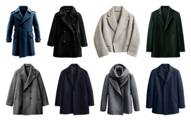 PNG Stylish winter coats collection, element set on transparent background