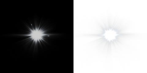 Bright light burst overlay on contrasting black and white backgrounds, creating a dynamic visual effect for creative projects and graphic design applications