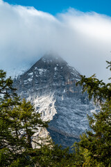 The snowy mountain forest landscape on the plateau