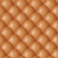 Seamless Egg Pattern, Vector Illustration. Realistic 3d Brown Eggs Texture. Easter and Farm Background. Organic Food Wallpaper, Repeating Egg Shell Pattern for Packaging, Kitchen Design