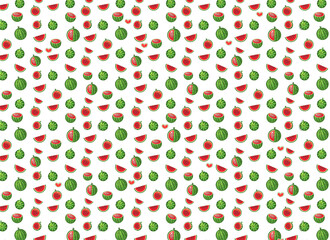 Watermelon Fruit Pattern PNG – Summer Watermelon Slices Seamless Design transparent Background