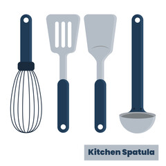 Flat vector of kitchen spatula in blue-gray tones, minimal design for culinary and household graphics