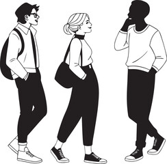 Vector design of a group of friends happily talking together, symbolizing social life and communication