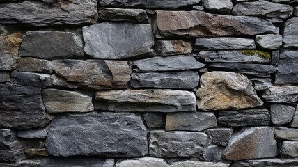 Fototapeta premium Raindrops on old stone wall texture. AI image