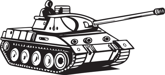 Detailed tank and soldier vector illustration featuring vintage army vehicles and a battlefield theme in a hand-drawn artistic style.