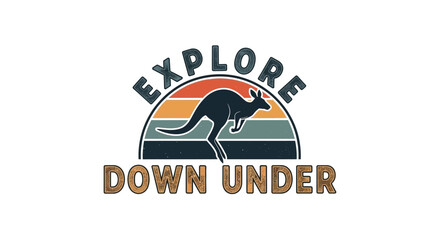 Explore down under vintage retro sunset with kangaroo silhouette