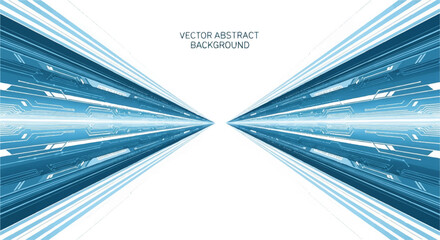 Abstract blue vector background with symmetrical tunnel design and white space for text or graphics
